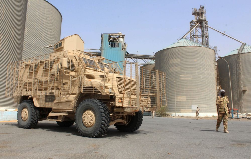Soldiers with a military coalition in Yemen backed by Saudi Arabia and the United Arab Emirates stand guard at a facility of Yemenu00e2u20acu2122s Red Sea Mills company in the port city of Hodeida January 22, 2019. u00e2u20acu201d AFP pic