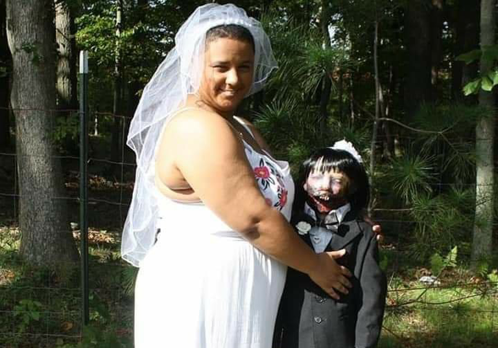 An American woman married a zombie doll in a creepy wedding ceremony. u00e2u20acu201d Picture via Facebook