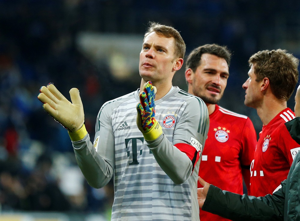Bayern Munich's Manuel Neuer applauds the fans at the end of the match at the PreZero Arena in Sinsheim January 18, 2019. u00e2u20acu201d Reuters pic