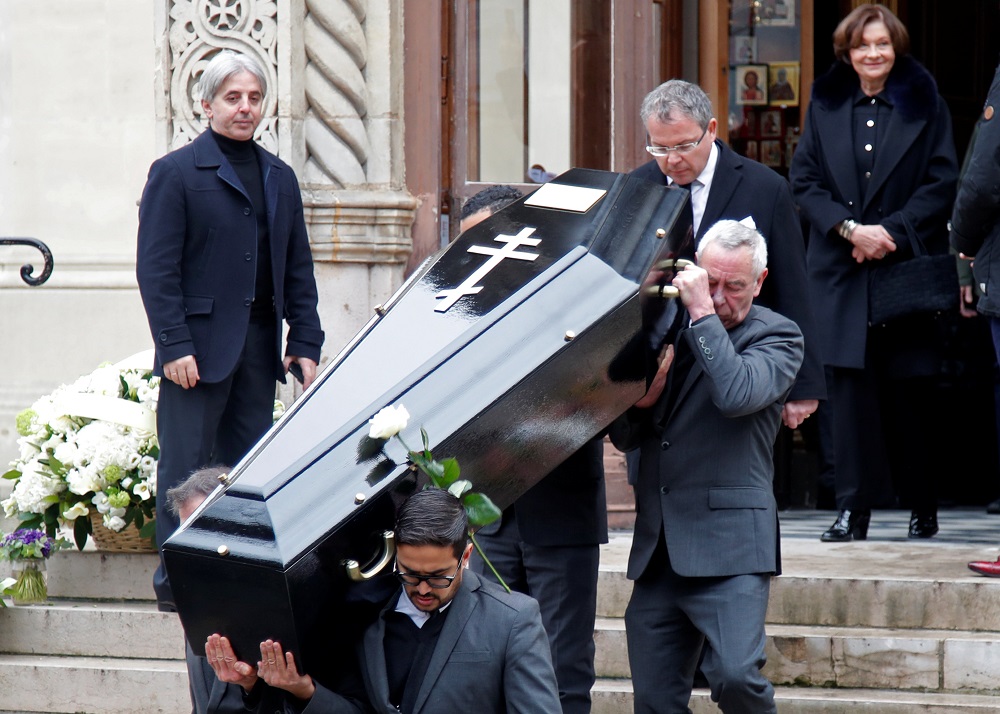 Pallbearers carry the coffin of the late French composer and pianist Michel Legrand, after the funeral ceremony at the Cathedral Saint-Alexandre-Nevsky in Paris February 1, 2019. u00e2u20acu201d Reuters pic