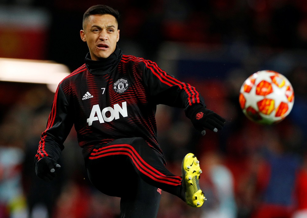 Manchester Unitedu00e2u20acu2122s Alexis Sanchez during the warm up before the match at the Old Trafford in Manchester February 12, 2019. u00e2u20acu201d Reuters pic