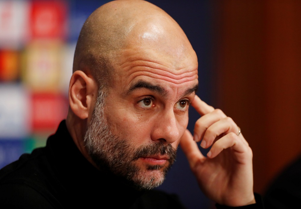 Manchester City manager Pep Guardiola during the press conference at the Philharmonic Theatre in Essen February 19, 2019. u00e2u20acu201d Action Images via Reuters