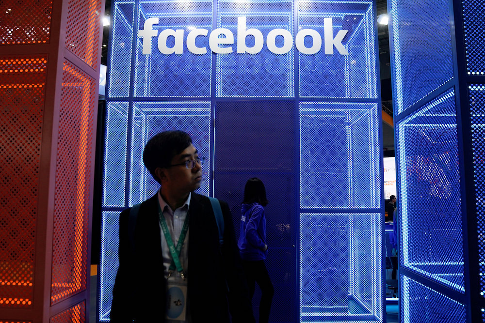 A Facebook sign is seen during the China International Import Expo (CIIE) at the National Exhibition and Convention Centre in Shanghai November 5, 2018. u00e2u20acu201d Reuters pic