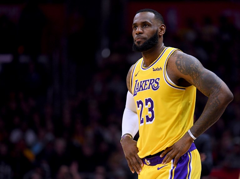 LeBron James of the Los Angeles Lakers waits to enter the game during a 123-120 win over the LA Clippers at Staples Centre in Los Angeles January 31, 2019. u00e2u20acu201d AFP pic