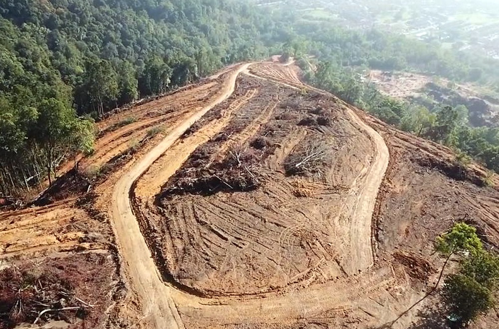An aerial view showing the extent of the land clearing activities which has taken place on Kledang Hill. u00e2u20acu201d Picture courtesy of Sahabat Alam Malaysia