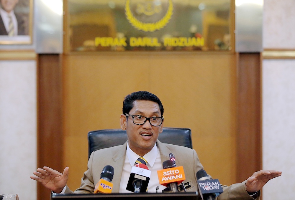 Perak Mentri Besar Datuk Seri Ahmad Faizal Azumu holds a press conference in Ipoh February 13, 2019. u00e2u20acu201d Picture by Farhan Najib