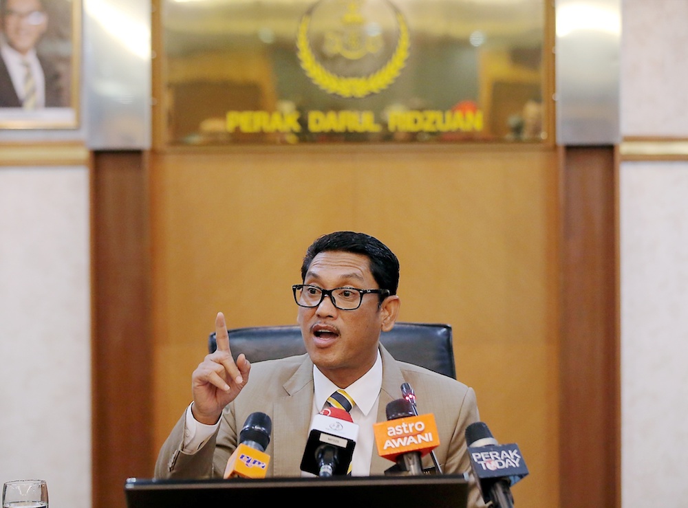 Perak Mentri Besar Datuk Seri Ahmad Faizal Azumu holds a press conference in Ipoh February 13, 2019. u00e2u20acu201d Picture by Farhan Najib