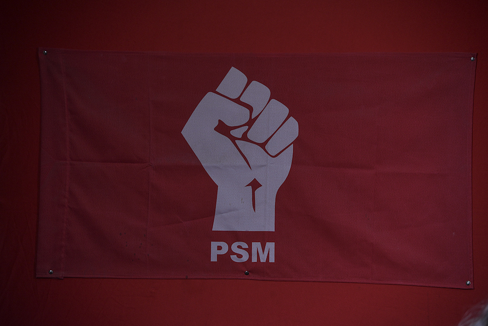 The Parti Sosialis Malaysia (PSM) logo is seen during a press conference in Semenyih February 13, 2019. u00e2u20acu201d Picture by Shafwan Zaidon