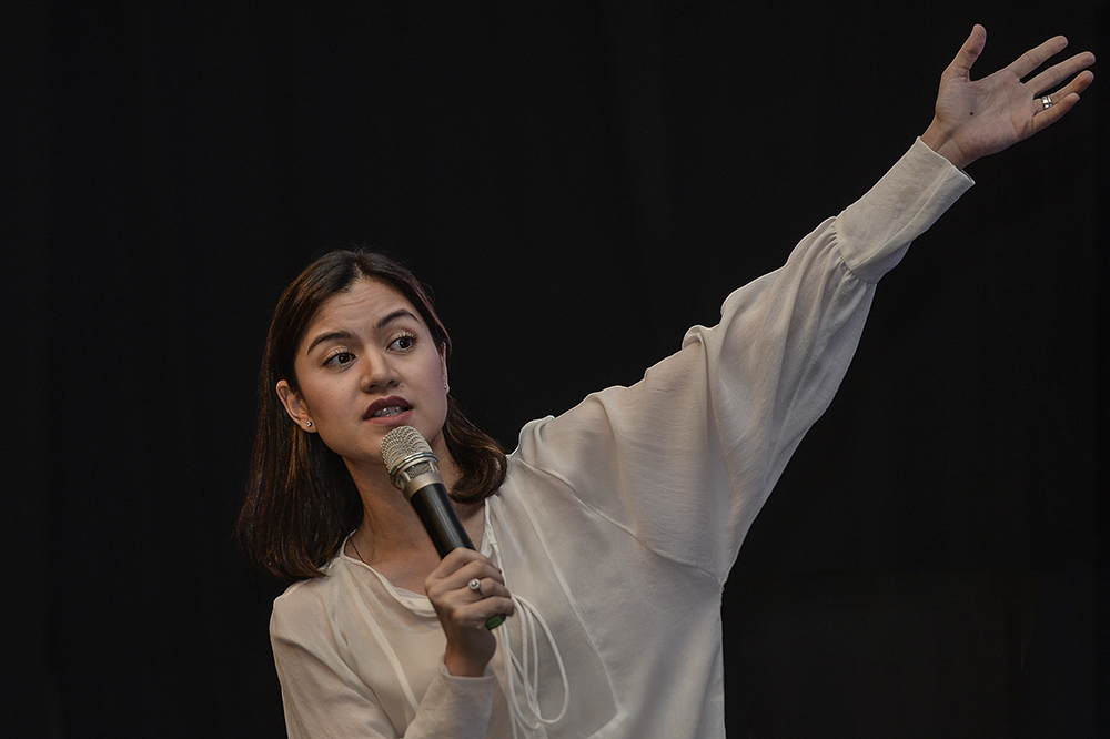 Celebrity spokesperson Lisa Surihani speaks during Kuala Lumpur Digital Content Anti-Piracy Summit Forum Session in Putrajaya February 14, 2019. u00e2u20acu201d Picture by Miera Zulyana