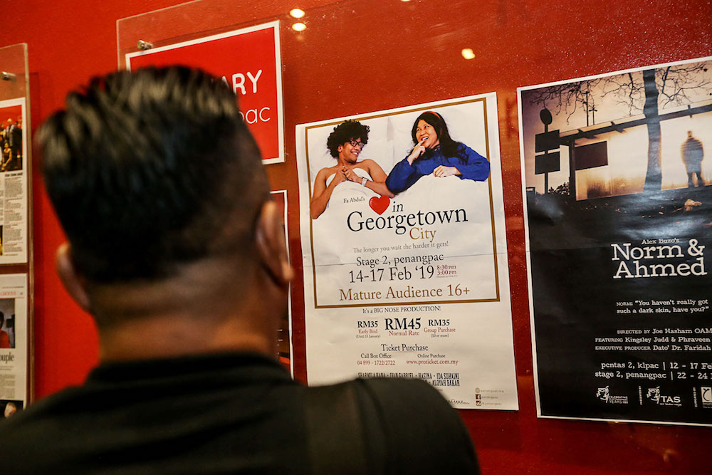 A poster for the play u00e2u20acu02dcLove in Georgetown Cityu00e2u20acu2122, which previously called u00e2u20acu02dcSex in Georgetown Cityu00e2u20acu2122, is seen at Penangpac in George Town February 14, 2019. u00e2u20acu201d Picture by Sayuti Zainudin