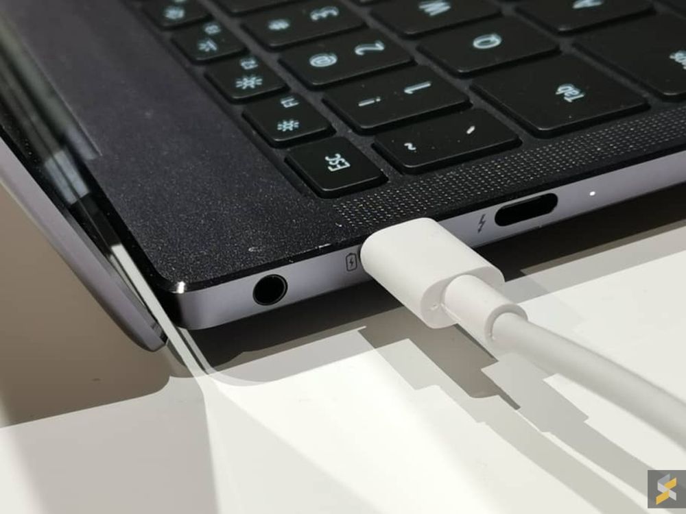 You get two USB-C ports and one USB-A port.