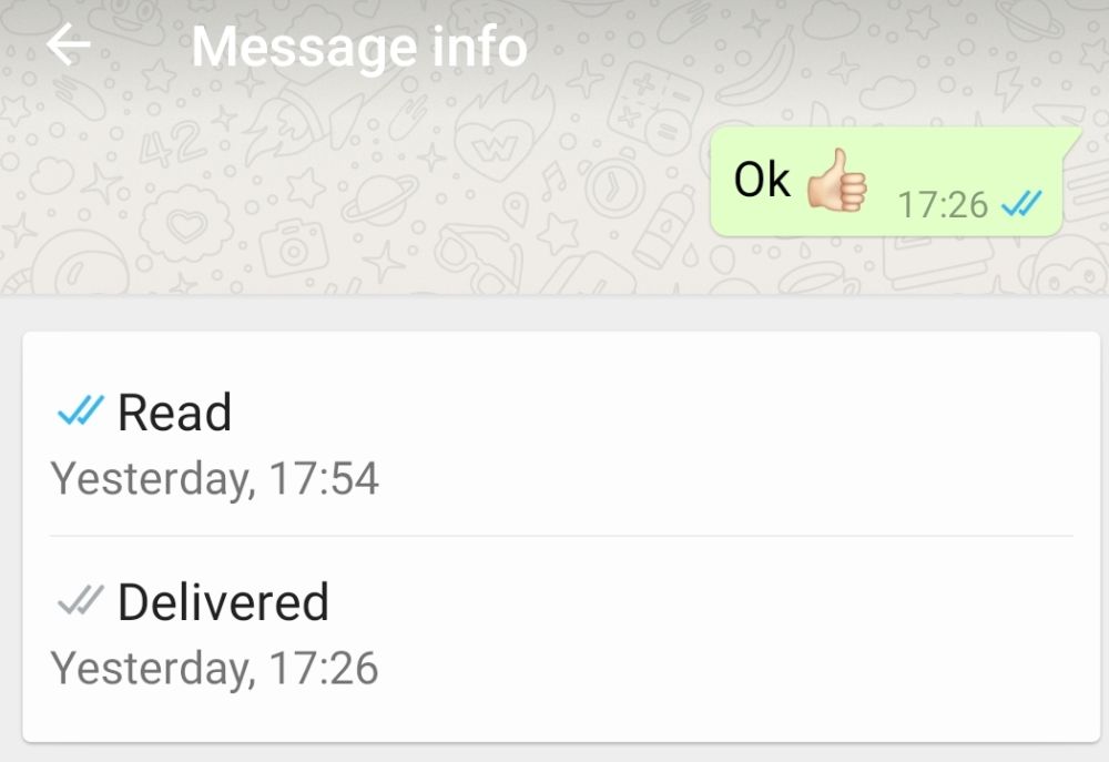 Go to the settings and find out when your messages were read. — Screengrab via WhatsApp