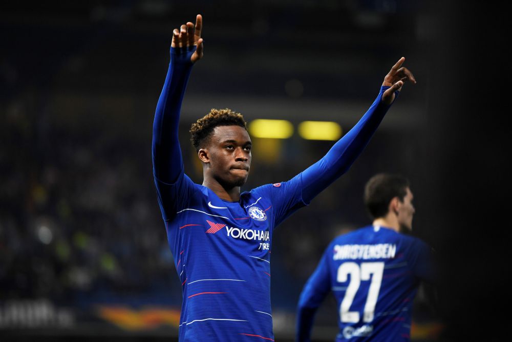 Chelsea's Callum Hudson-Odoi celebrates after scoring the third goal against Malmo, February 21, 2019. u00e2u20acu2022 Reuters pic