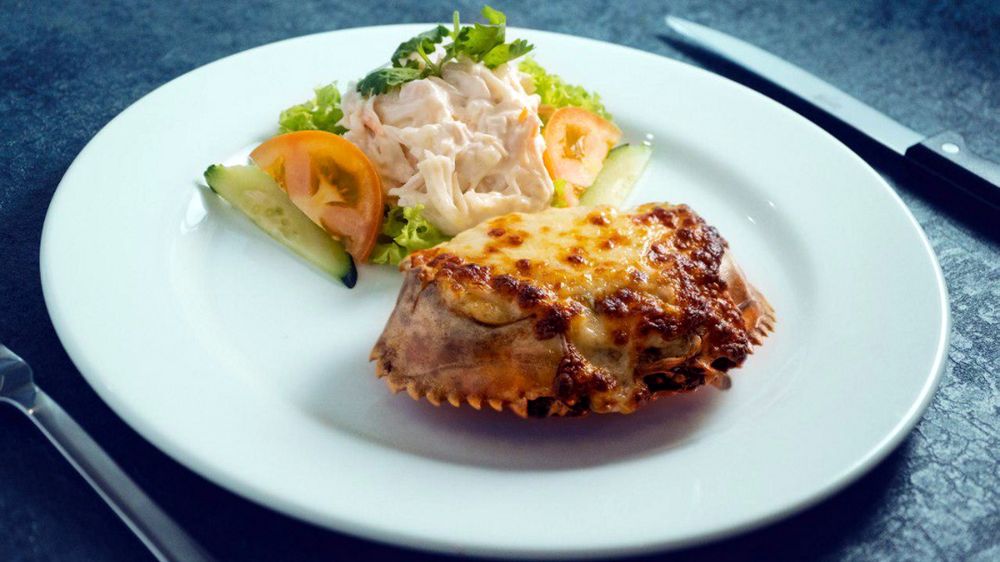 Baked Stuffed Crab served at the Durbar at FMS.