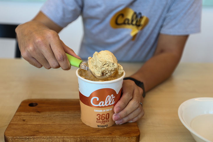 You will find that Calli ice cream has a smooth, luscious texture.