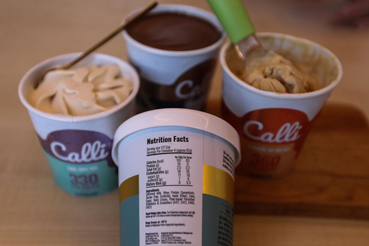 Each tub will state the nutrition value of the ice cream.