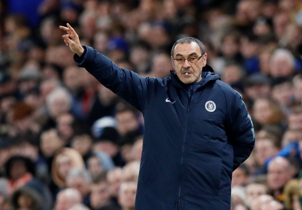 Chelsea manager Maurizio Sarri reacts during the Europa League game against Malmo, February 21, 2019. u00e2u20acu2022 Reuters pic
