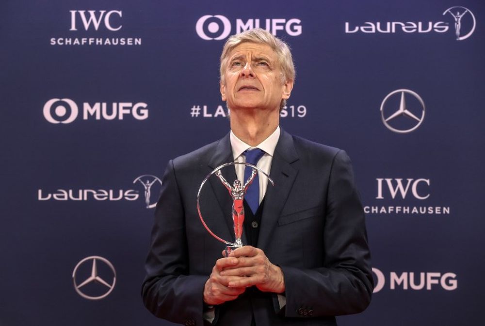 Winner of the Laureus Lifetime Achievement award, former Arsenal manager Arsene Wenger poses after receiving his award during the awards ceremony at the Sporting Monte-Carlo complex in Monaco on February 18, 2019. u00e2u20acu201d AFP pic