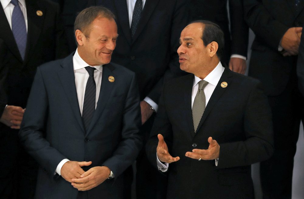 Egyptian President Abdel Fattah al-Sisi (right) and European Council President Donald Tusk during the first EU-Arab League Summit in Sharm El Sheikh, Egypt February 24, 2019. u00e2u20acu201d Reuters pic