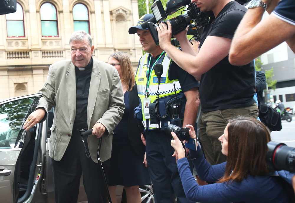 Cardinal George Pell is seen at County Court in Melbourne, Australia February 26, 2019. u00e2u20acu201d AAP Image/David Crosling via Reuters