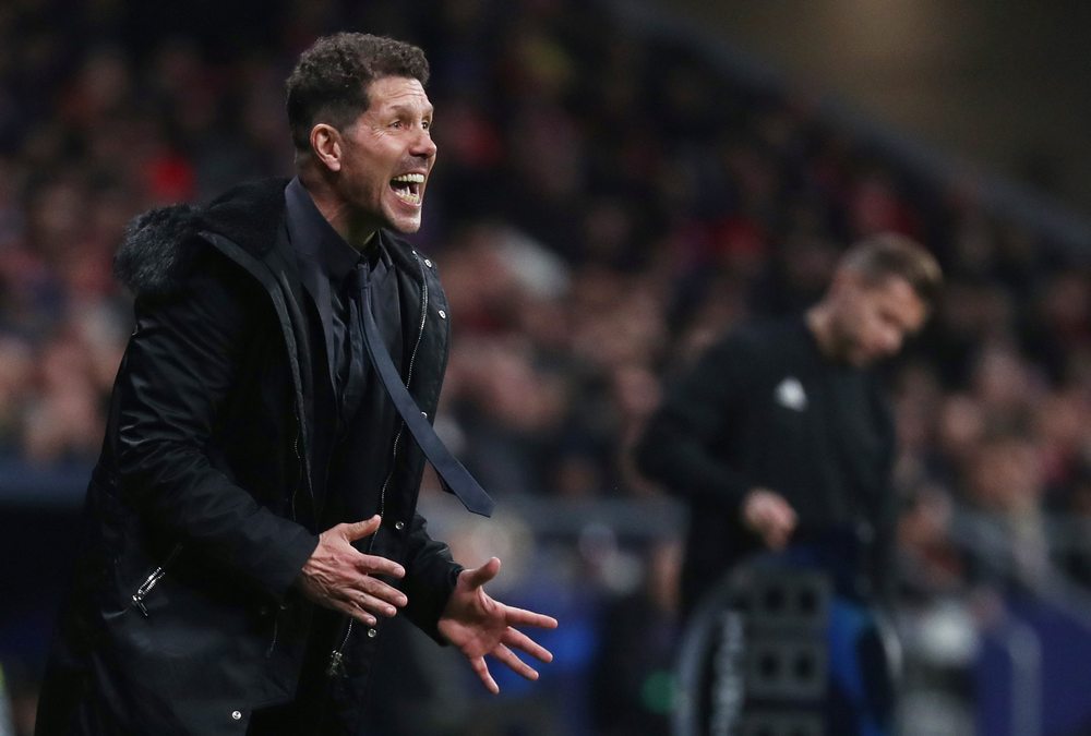 Atletico Madrid coach Diego Simeone reacts during the Champions League round of 16 first leg with Juventus in Madrid February 20, 2019. u00e2u20acu201d Reuters pic