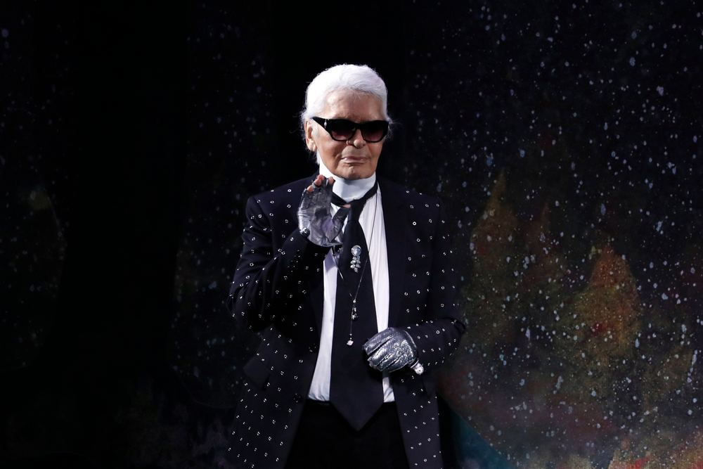 The late German fashion designer Karl Lagerfeld acknowledges the audience at the end of Fendi's 2017-2018 fall/winter Haute Couture collection in Paris on July 5, 2017. u00e2u20acu201d AFP pic