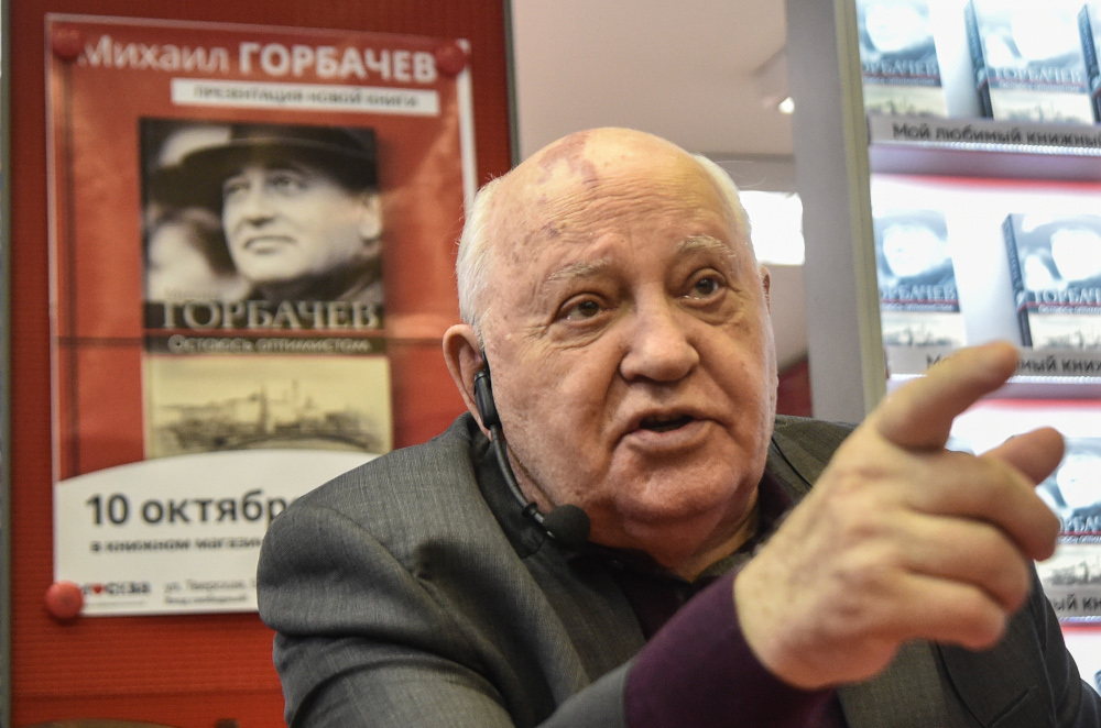 In this file photo taken on October 10, 2017 former head of the USSR Mikhail Gorbachev speaks during the presentation of his book u00e2u20acu02dcI Remain an Optimistu00e2u20acu2122 at a book store in Moscow. u00e2u20acu201d AFP pic 