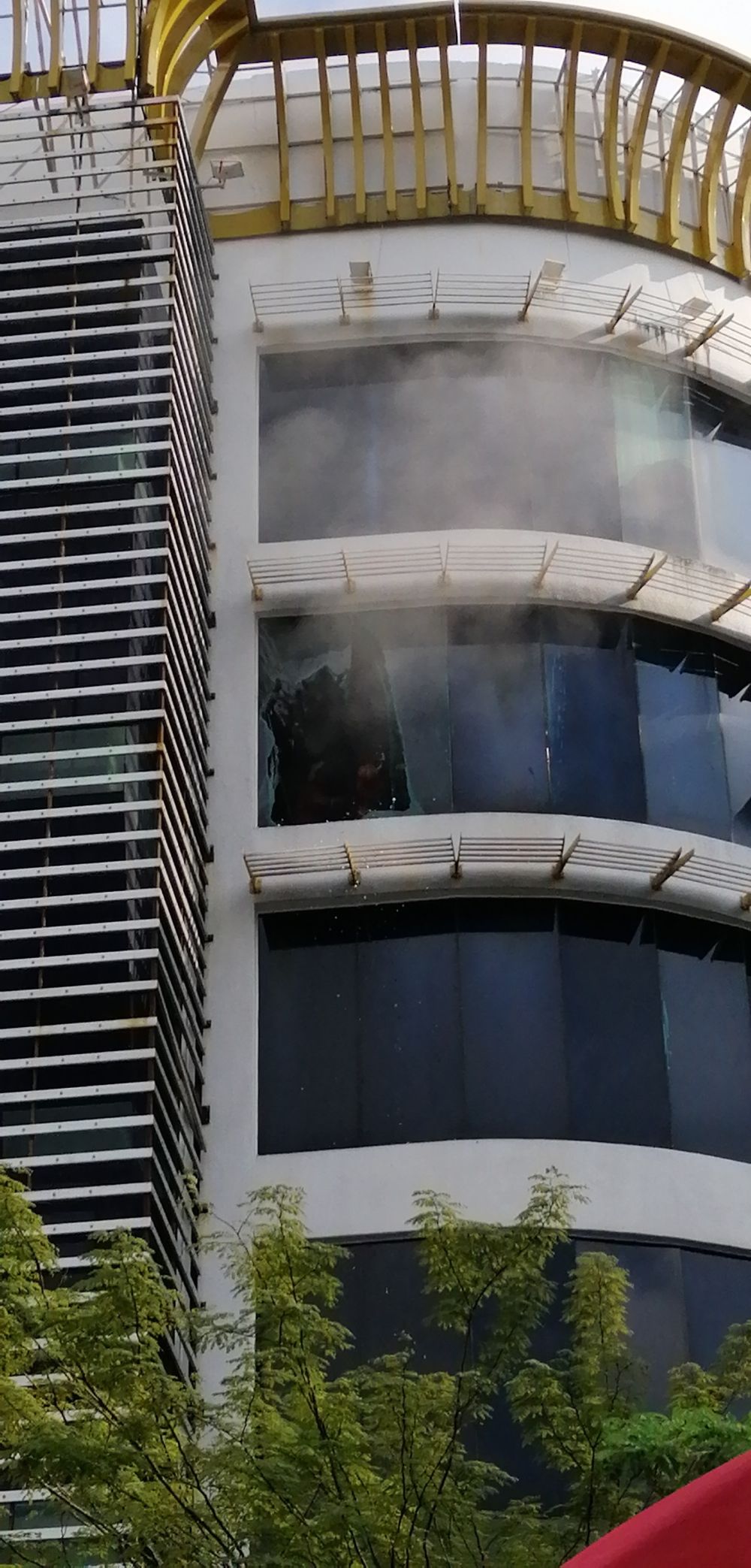A fire engulfed an eight-storey entertainment outlet at Times Square Ipoh at Jalan Raja Dr Nazrin Shah here today. ― Picture courtesy of Fire and Rescue Department