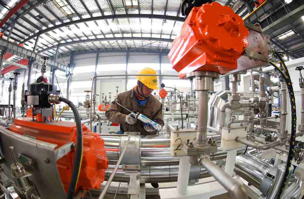 A man works on manufacturing LNG equipment at a factory of the Cosco Liquid Loading and Unloading Equipment company in Lianyungang, Jiangsu province, China January 27, 2019. u00e2u20acu201d Reuters pic 