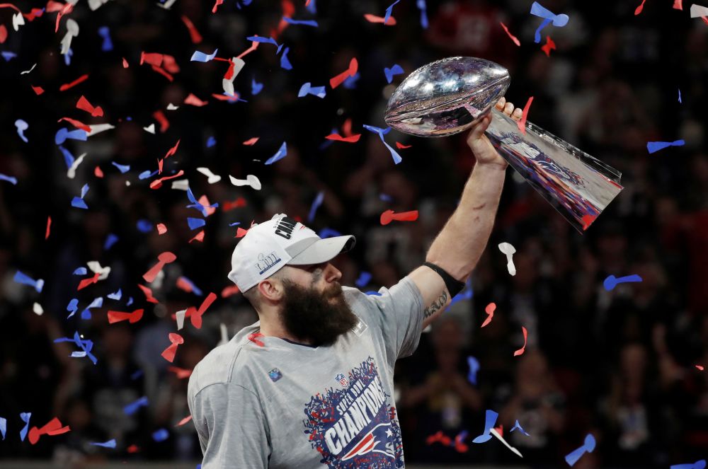 New England Patriots' Julian Edelman celebrates with the Vince Lombardi trophy after winning the Super Bowl LIII in Atlanta February 3, 2019. u00e2u20acu2022 Reuters pic