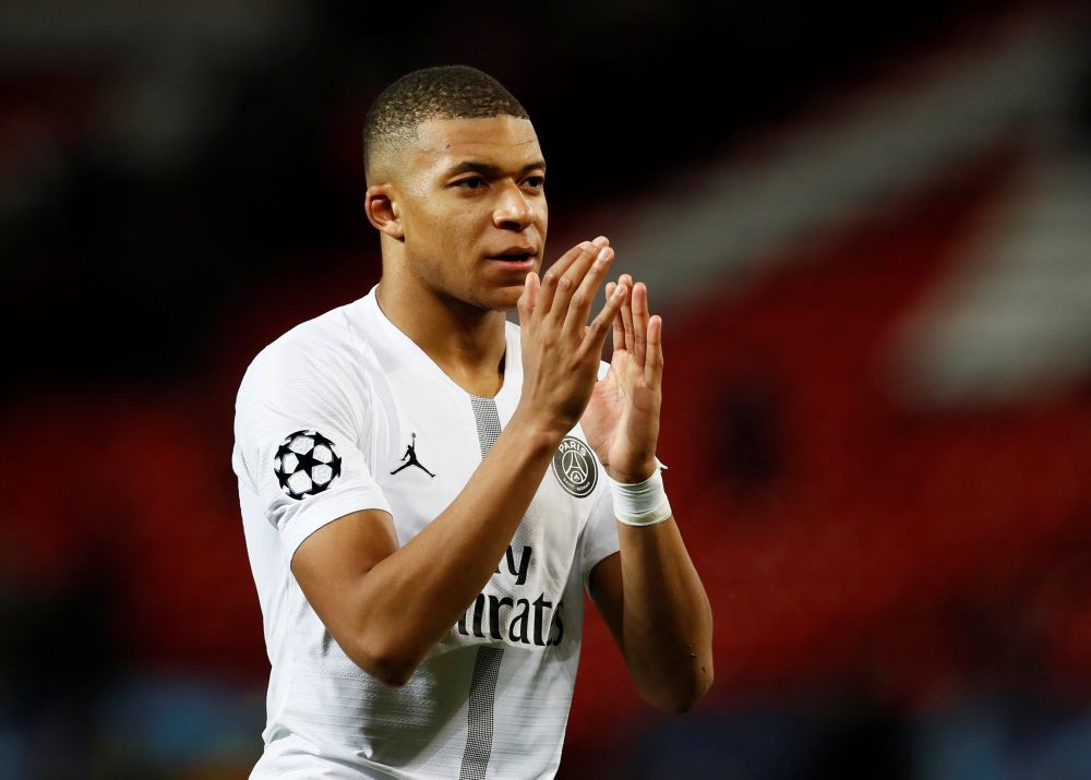 Paris St Germain's Kylian Mbappe applauds the fans at the end of the match against Manchester United, February 12, 2019. u00e2u20acu2022 Reuters pic
