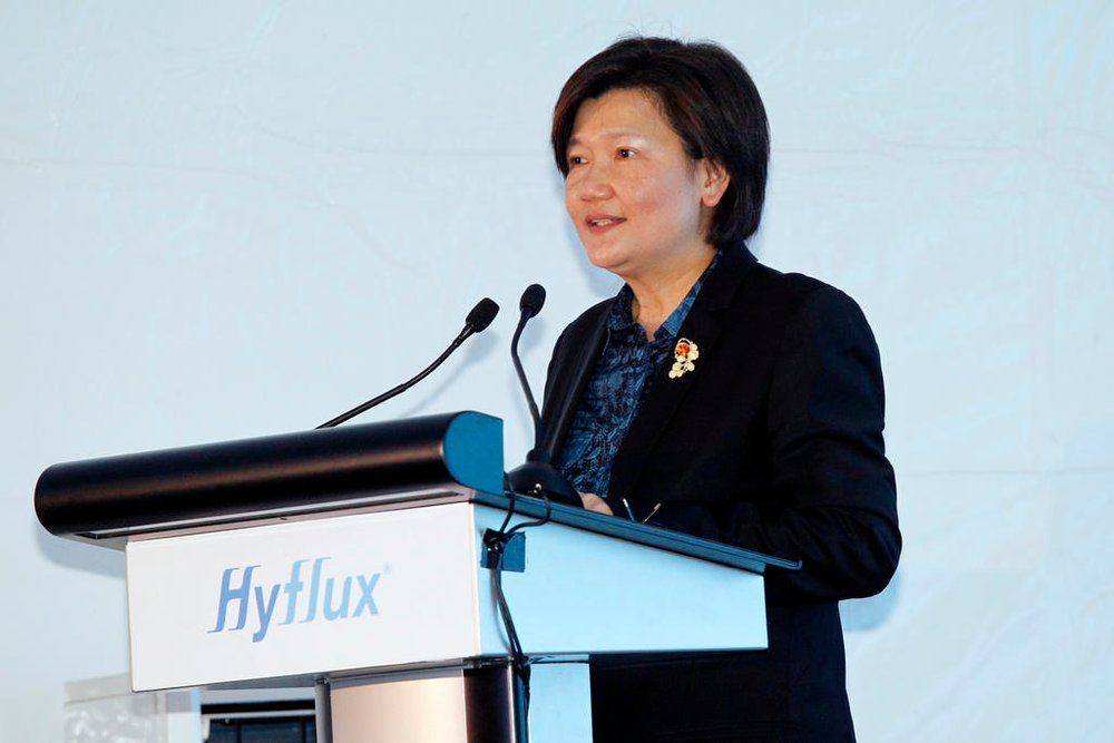 Hyflux founder Olivia Lum speaking at the opening ceremony of Singaporeu00e2u20acu2122s second and largest desalination plant, Tuaspring Desalination Plant. u00e2u20acu201d TODAY pic