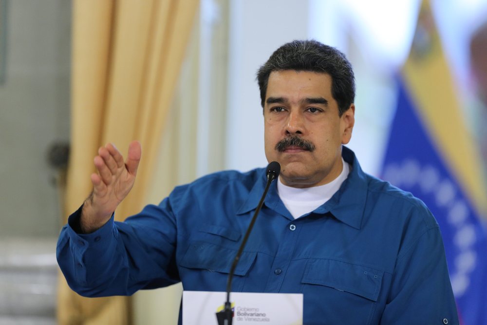 Venezuela's President Nicolas Maduro gestures while he speaks during a meeting with members of the government in Caracas February 13, 2019. u00e2u20acu201d Miraflores Palace handout via Reuters