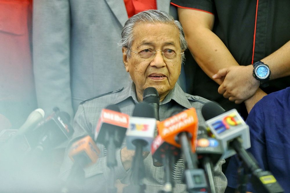 PPBM chairman Tun Dr Mahathir Mohamad speaks to reporters after the partyu00e2u20acu2122s high council meeting at Yayasan Al Bukhary February 15, 2019. u00e2u20acu201d Picture by Ahmad Zamzahuri