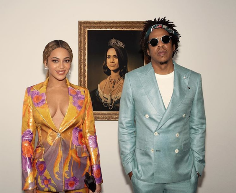 Beyonce and Jay-Z stand in front of a painting of Meghan Markle dubbed ‘Melanated Mona.’ — Picture via Instagram/Beyonce