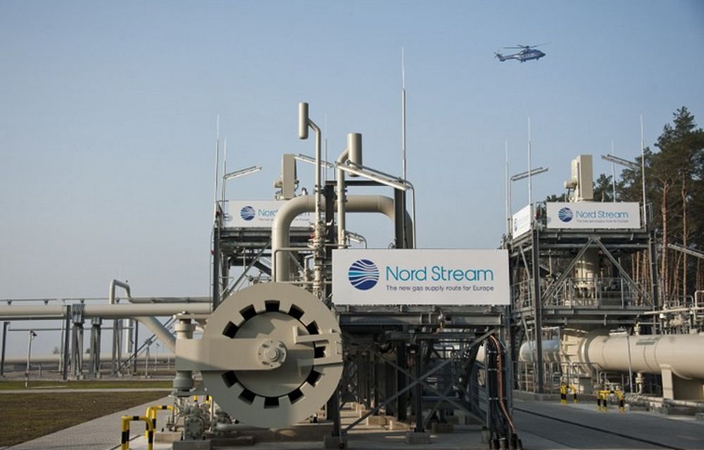 A helicopter flies over the Nordstream gas pipeline terminal prior to an inaugural ceremony for the first of Nord Streamu00e2u20acu2122s twin 1,224 kilometre gas pipeline through the Baltic Sea, in Lubmin, Germany November 8, 2011. u00e2u20acu201d AFP pic
