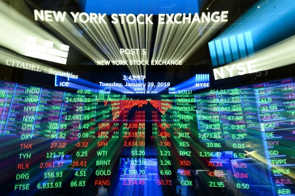 A monitor displays numbers ahead of the closing bell on the floor of the New York Stock Exchange (NYSE) on January 29, 2019 in New York City. u00e2u20acu201d AFP pic