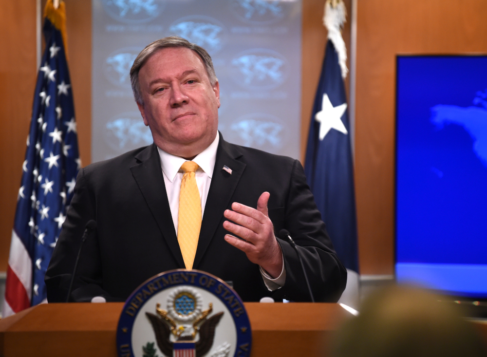 US Secretary of State Mike Pompeo speaks at a press briefing in the State Department in Washington, DC, on February 1, 2019. u00e2u20acu201d AFP pic 