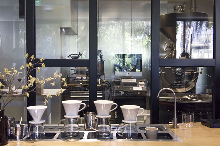 The Probat UG15 Retro roaster at the Cupping Room Roastery.