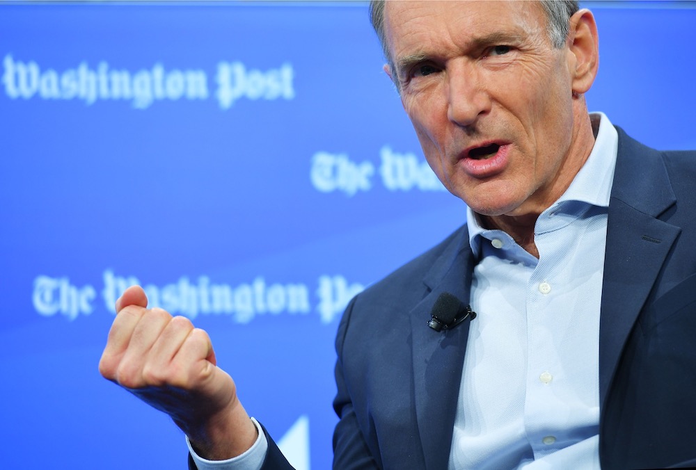 Tim Berners-Lee, the inventor of the World Wide Web, speaks during an interview with Washington Post columnist David at the Washington Post in Washington, DC March 5, 2019. u00e2u20acu201d AFP pic                