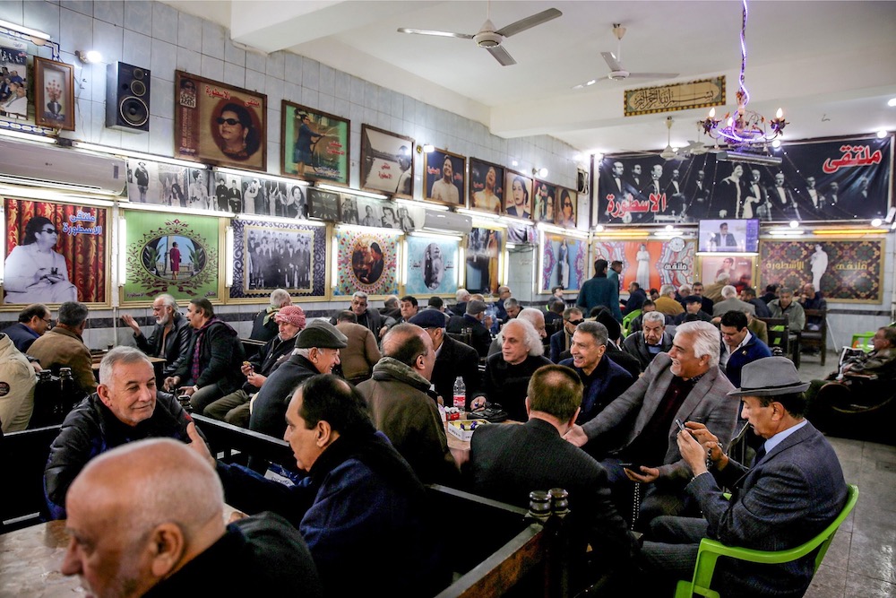 Iraqi men gather and socialise at Umm Kulthum Cafe on Rasheed street, the oldest street in Baghdad January 20, 2019. u00e2u20acu201d AFP pic
