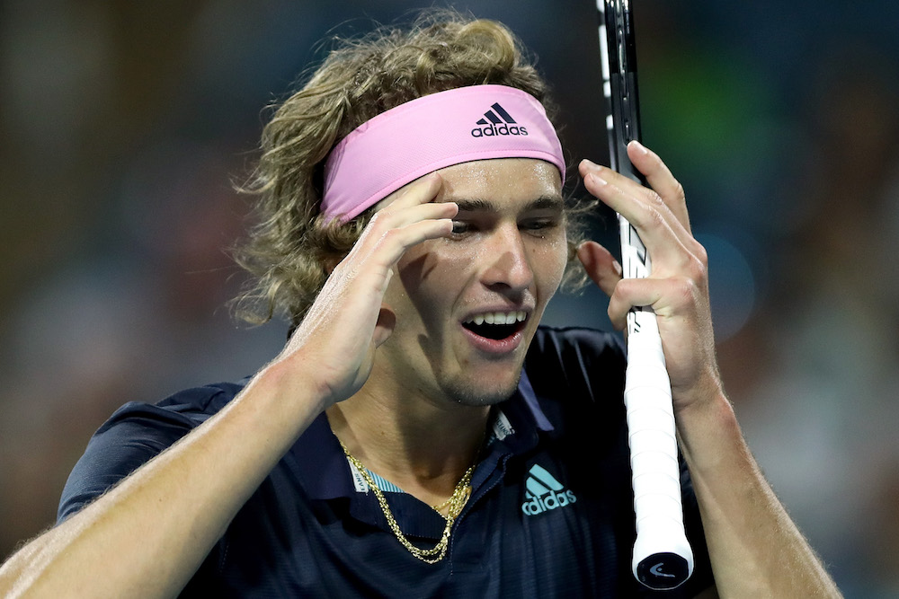Alexander Zverev reacts to a call while playing David Ferrer during the Miami Open in Miami Gardens, Florida March 23, 2019. u00e2u20acu201d AFP pic