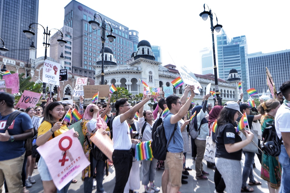 Demonstrators take part in a march on International Women's Day in Kuala Lumpur on March 9, 2018 u00e2u20acu2022 Picture by Shafwan Zaidon 