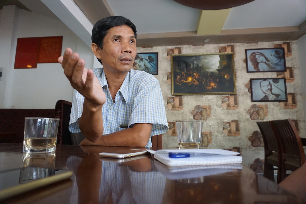 Thol Meng, the deputy head of the anti-trafficking police bureau of Cambodia’s Kampong Cham province, explains the economics of Cambodian women being sold as brides in China, February 19, 2019. — Thomson Reuters Foundation/Matt Blomberg pic