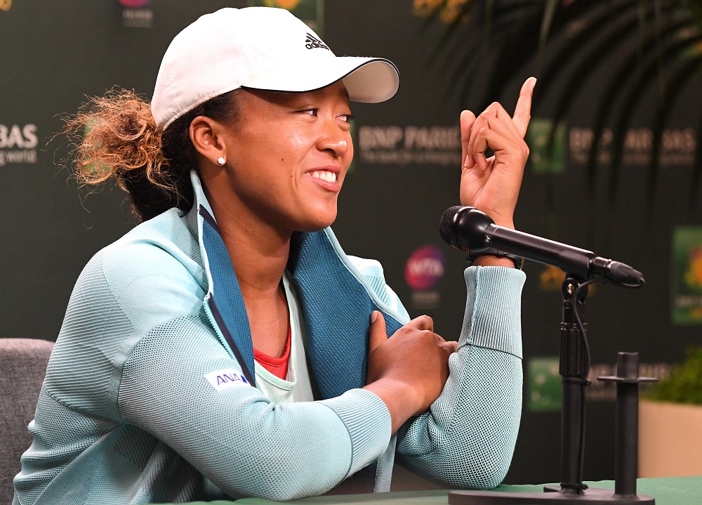 Naomi Osaka answers questions during a press conference at the BNP Paribas Open at the Indian Wells Tennis Garden in California March 7, 2019. u00e2u20acu201d Picture by Jayne Kamin-Oncea-USA TODAY Sports via Reuters