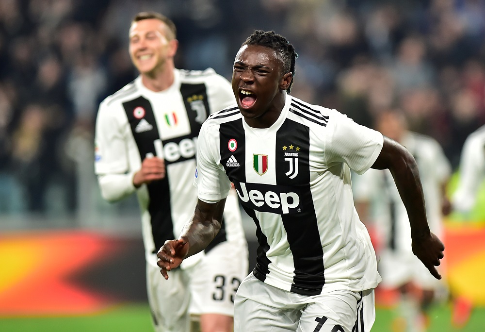 Juventus' Moise Kean celebrates scoring their first goal against Udinese at the Allianz Stadium in Turin March 8, 2019. u00e2u20acu201d Reuters pic