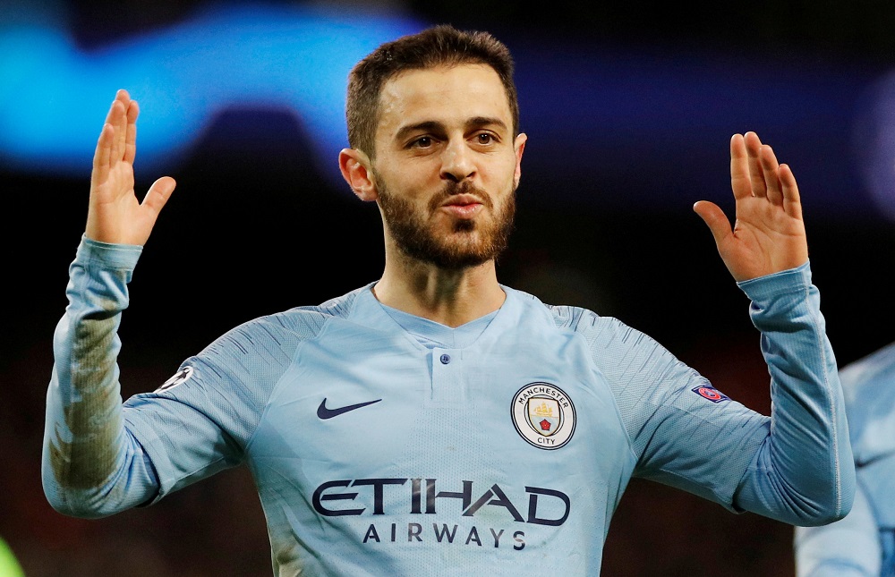 Manchester City's Bernardo Silva celebrates scoring their fifth goal against Schalke at the Etihad Stadium in Manchester March 12, 2019. u00e2u20acu201d Reuters pic