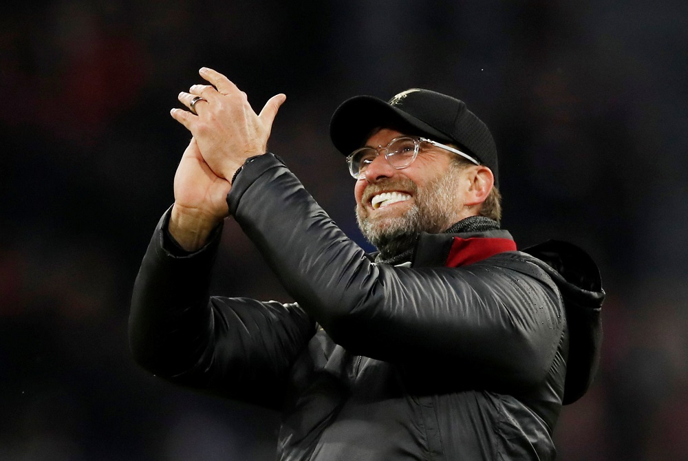 Liverpool manager Juergen Klopp applauds the fans at the end of the match against Bayern Munich at the Allianz Arena in Munich March 13, 2019. u00e2u20acu201d Action Images via Reuters