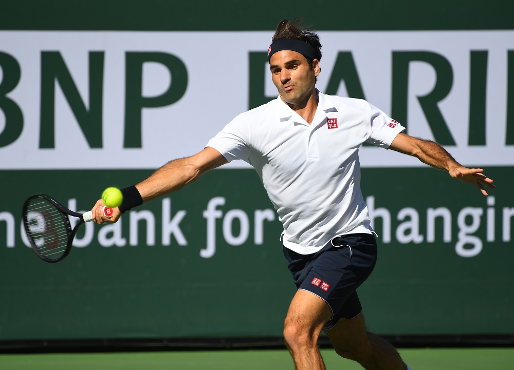 Roger Federer during his fourth round match as he defeated Kyle Edmund (not pictured) in the BNP Paribas Open at the Indian Wells Tennis Garden in California March 13, 2019. u00e2u20acu201d Picture by Jayne Kamin-Oncea-USA TODAY Sports via Reuters