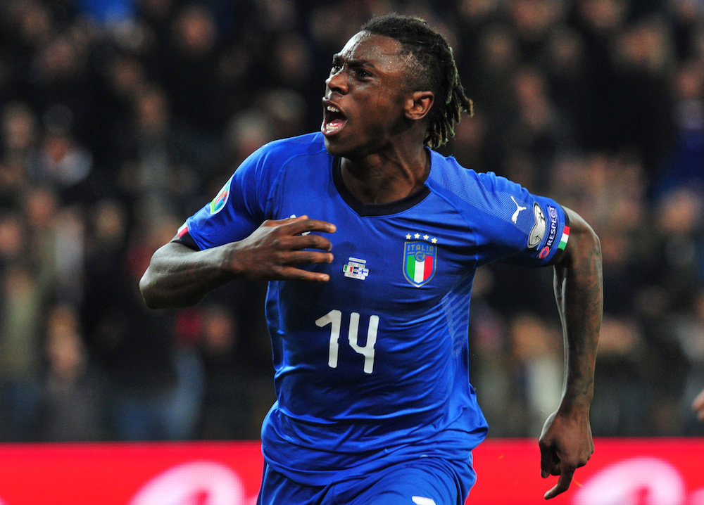 Italyu00e2u20acu2122s Moise Kean celebrates scoring their second goal during their Euro 2020 qualifier Group J match with Finland in Udine, Italy March 23, 2019. u00e2u20acu201d Reuters pic